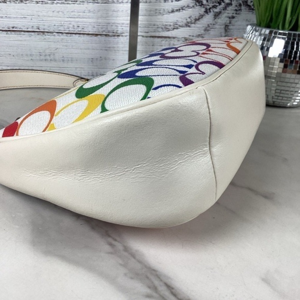 COACH TERI HAND SHOULDER SMALL BAG SIGNATURE RAINBOW CANVAS MULTI SUMMER PURSEβ - Picture 14 of 16